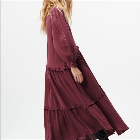 LAST size M NWT ZARA SS21 PLEATED DRESS DARK PURPLE - Picture 5 of 10